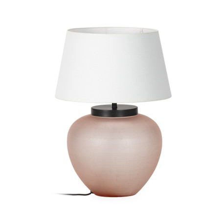 LAMPARA SOBREMESA 37x37x40 CRISTAL TALLADO A MANO ACABADO PIEDRACOLOR ROSA/METAL NEGRO - SIN PANTALLA