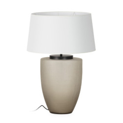 LAMPARA SOBREMESA 37x37x60 CRISTAL TALLADO A MANO ACABADO PIEDRACOLOR BEIGE/METAL NEGRO - SIN PANTALLA