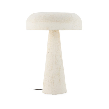 LAMPARA SOBREMESA 40x40x63 PAPEL MACHE BEIGE ENVEJECIDO