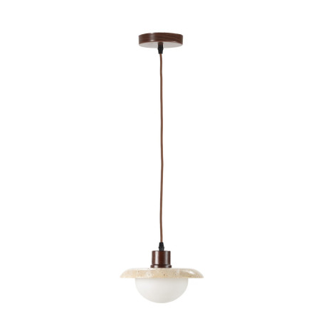 LAMPARA TECHO 25x25x18/150 TAVERTINO/CRISTAL/MADERA NEGRO MATE