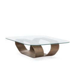 MESA DE CENTRO 115x115x35 METAL LATON ANTIQUE/CRISTAL