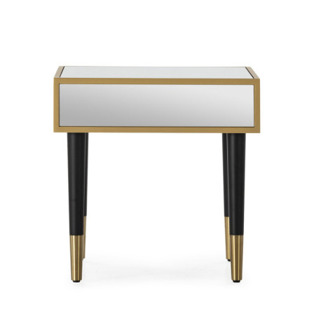 MESITA DE NOCHE 55x55x55 MADERA/METAL DORADO/ESPEJO