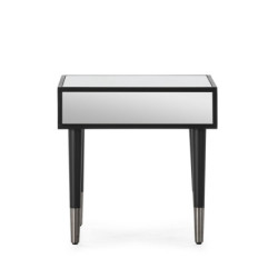 MESITA DE NOCHE 55x55x55 MADERA/METAL NEGRO/ESPEJO