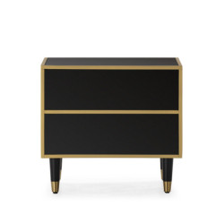 MESITA DE NOCHE 60x45x55 MADERA/METAL DORADO/ESPEJO NEGRO