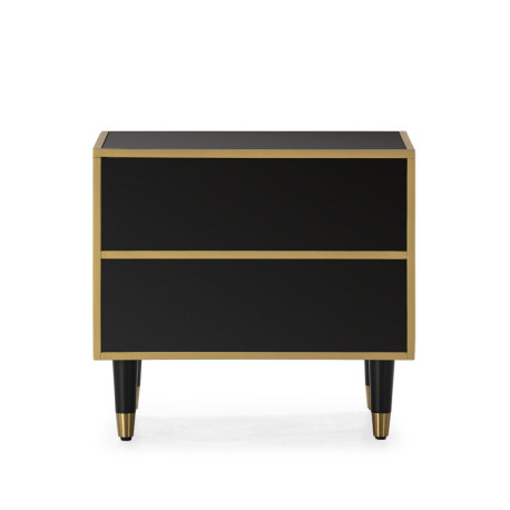 MESITA DE NOCHE 60x45x55 MADERA/METAL DORADO/ESPEJO NEGRO