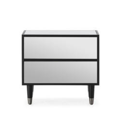 MESITA DE NOCHE 60x45x55 MADERA/METAL NEGRO/ESPEJO