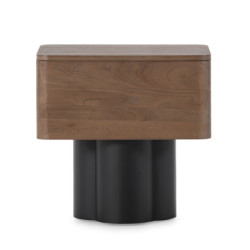 MESITA DE NOCHE 60x45x59 MADERA OLMO COLOR NOGAL/NEGRO MATE