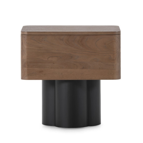 MESITA DE NOCHE 60x45x59 MADERA OLMO COLOR NOGAL/NEGRO MATE