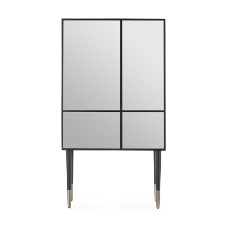 MUEBLE BAR 90x45x165 MADERA/METAL NEGRO/ESPEJO