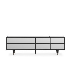 MUEBLE TV 180x45x55 MADERA/METAL NEGRO/ESPEJO
