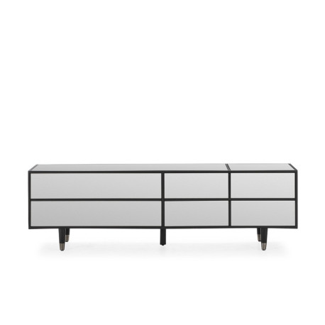 MUEBLE TV 180x45x55 MADERA/METAL NEGRO/ESPEJO