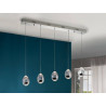 LAMPARA 5 LUCES LED, CROMO, FORMA TULIPAS, ALTO AJUSTABLE