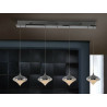 LAMPARA 4 LUCES LED METAL CROMO TULIPAS DE CRISTAL MOLDEADO