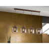LAMPARA 4 LUCES METAL LACADO COLOR CHOCOLATE DOBLE TULIPA