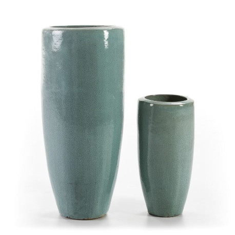 SET/2 MACETEROS 40x40x80 / 24x24x40 GRES AGUA CRAQUELADO