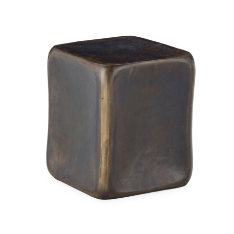 TABURETE 35x35x41 METAL AZUL COBALTO/LATON ANTIGUO