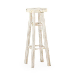 TABURETE 40x40x80 MADERA DE TECA BLANCO LAVADO