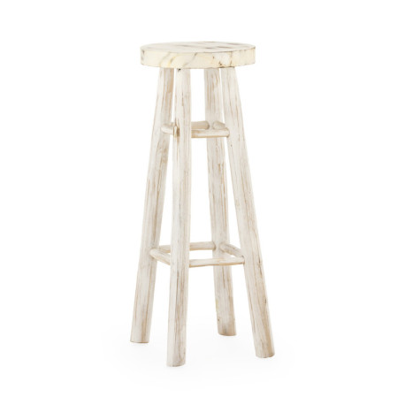 TABURETE 40x40x80 MADERA DE TECA BLANCO LAVADO