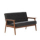 SOFA 138x75x85 MADERA NATURAL/P.PIEL NEGRO